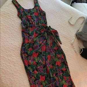 🌹Beautiful 100% Silk Tropical Print Summer Dress